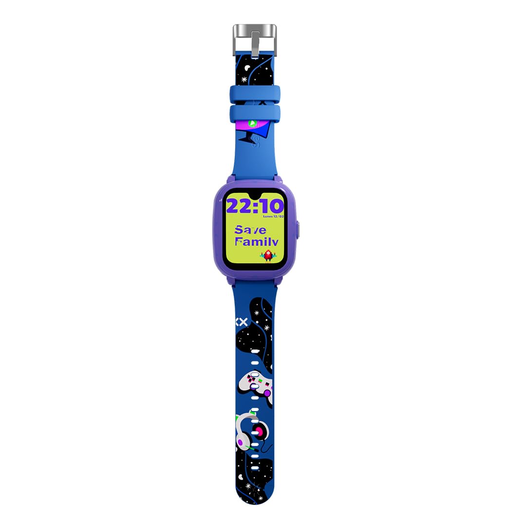 SaveFamily Iconic Plus 2 | Reloj Inteligente Niño con Localizador GPS, Llamada, Vídeo, IA, Botón SOS, Whatsapp, Spotify, Medidor de Temperatura | SIM Incluida - Modelo Gamer