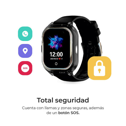 SaveFamily Enjoy | Reloj Inteligente Niño con Localizador GPS, Juegos Divertidos, Cámara, Vídeo, Llamadas, Música, Podómetro, SOS | SIM Incluida - Color Rosa
