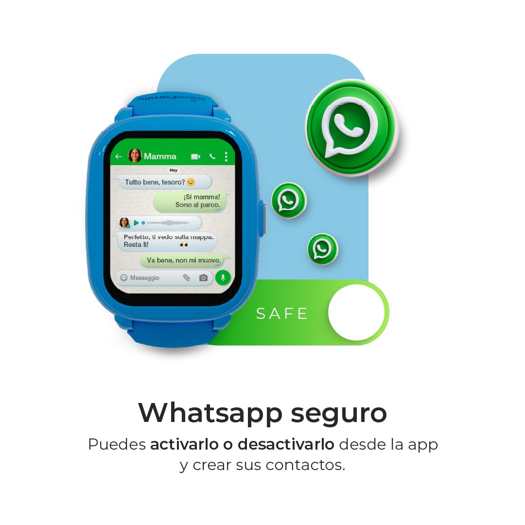 SaveFamily Iconic Plus 2 | Reloj Inteligente Niño con Localizador GPS, Llamada, Vídeo, IA, Botón SOS, Whatsapp, Spotify, Medidor de Temperatura | SIM Incluida - Modelo Pop