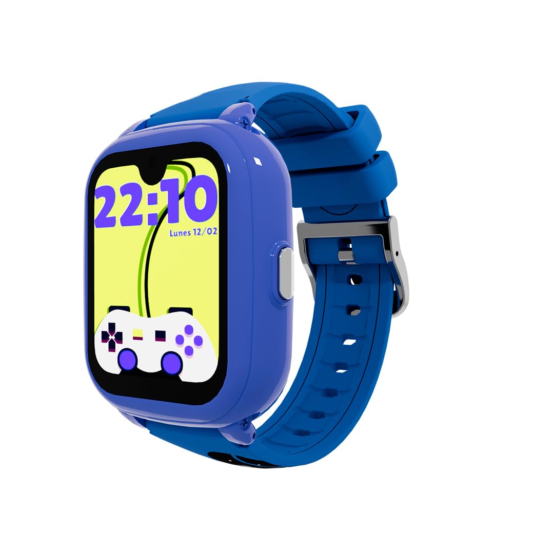 SaveFamily Iconic Plus 2 | Reloj Inteligente Niño con Localizador GPS, Llamada, Vídeo, IA, Botón SOS, Whatsapp, Spotify, Medidor de Temperatura | SIM Incluida - Modelo Gamer