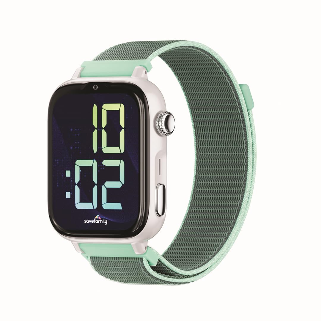 SaveFamily SaveWatch Plus 2 | Reloj Inteligente Niño con Localizador GPS, Llamada, Vídeo, Whatsapp, Spotify, App Store | SIM Incluida - Esfera Blanca y Correa de Tela Ocean