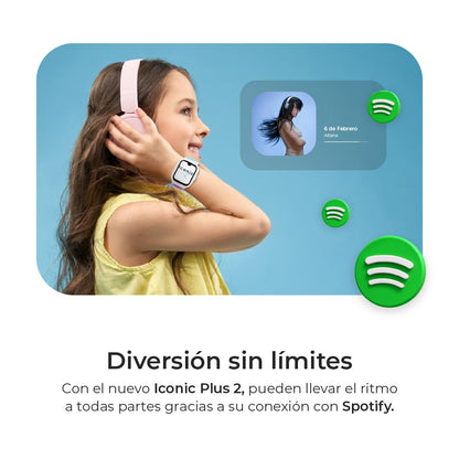 SaveFamily Iconic Plus 2 | Reloj Inteligente Niño con Localizador GPS, Llamada, Vídeo, IA, Botón SOS, Whatsapp, Spotify, Medidor de Temperatura | SIM Incluida - Modelo Pop