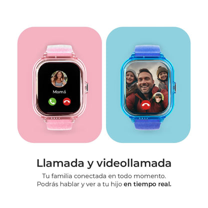 SaveFamily Enjoy | Reloj Inteligente Niño con Localizador GPS, Juegos Divertidos, Cámara, Vídeo, Llamadas, Música, Podómetro, SOS | SIM Incluida - Color Rosa