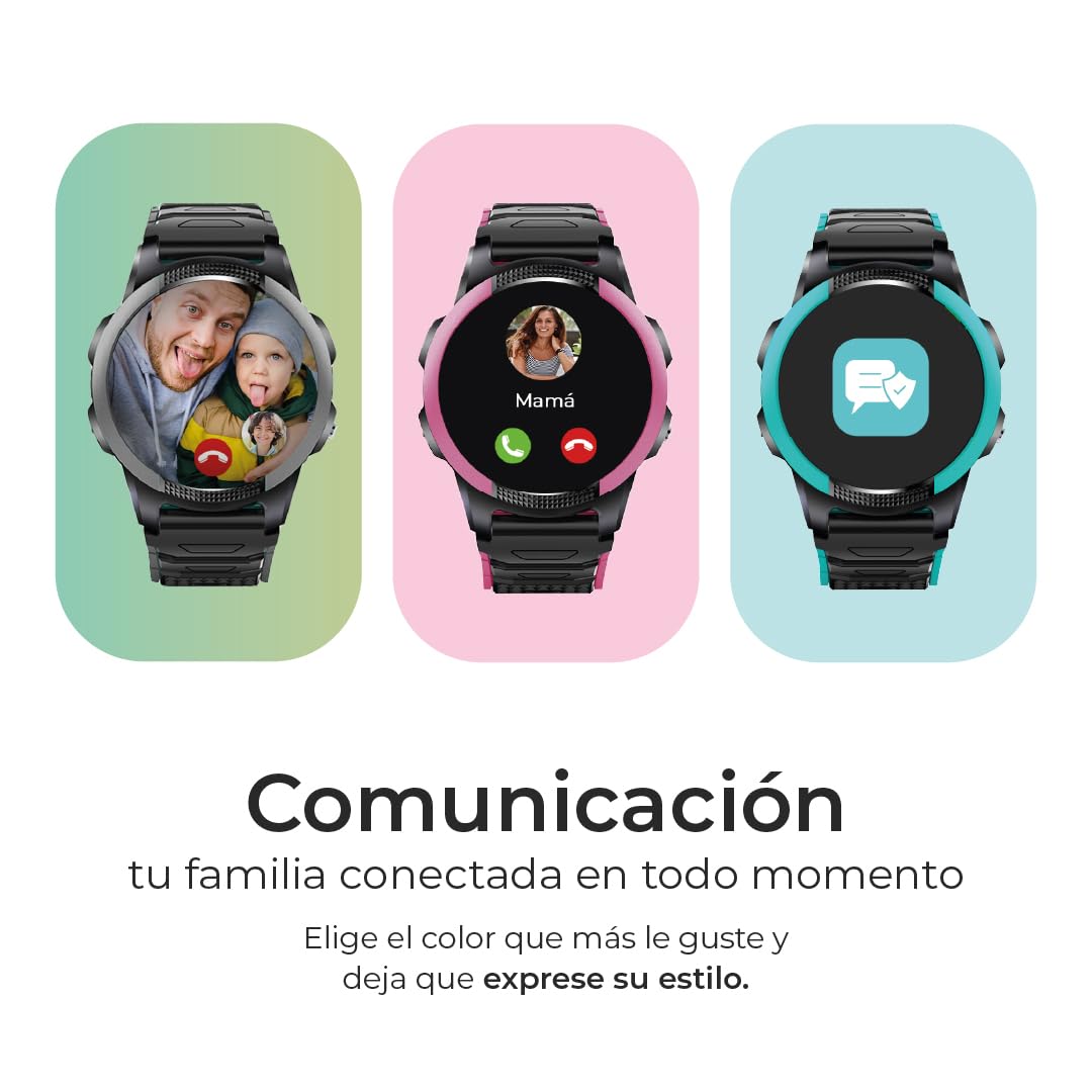 Save Family Slim 4G | Reloj Inteligente Niño con Localizador GPS, Llamada, Vídeo, Chat, Botón SOS, Cronómetro | SIM Incluida – Color Negro